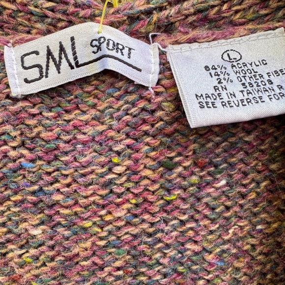 SML Sport Vintage Argyle Button Up Sweater Vest Purple Blue Green Cream Wool- L - Picture 3 of 4